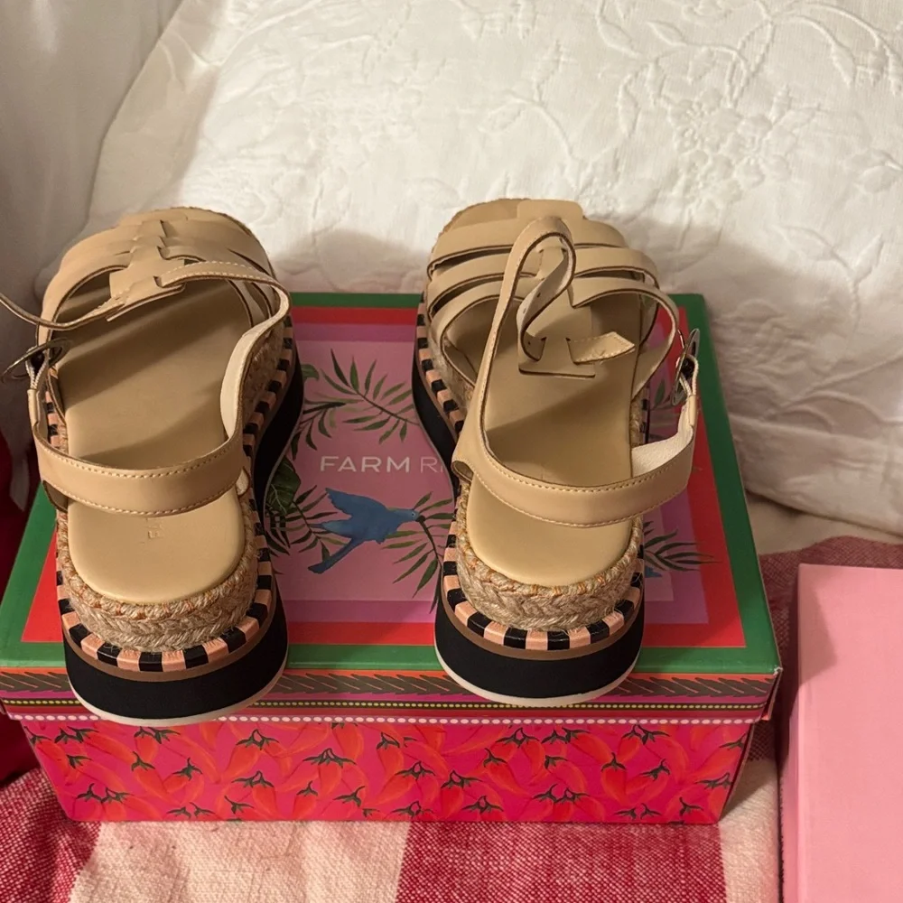 FARM Rio Beige Platform Sandals - Picture 3 of 4